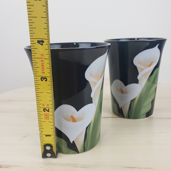 Vintage Otagiri Cup Set Calla Lily Black Gold Rim Classic Japanese Retro - Picture 9 of 9